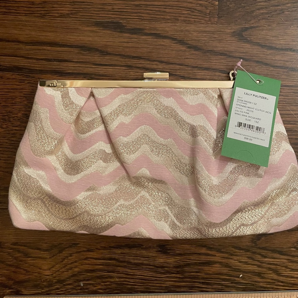 Lilly Pulitzer Opening Night Clutch Gold and Light Pink - New with tags!